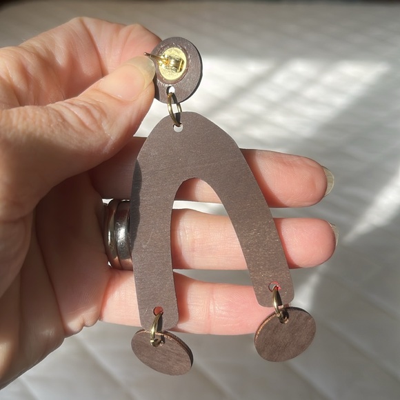 Funky Handmade Wood Earrings 💖 - Picture 2 of 5